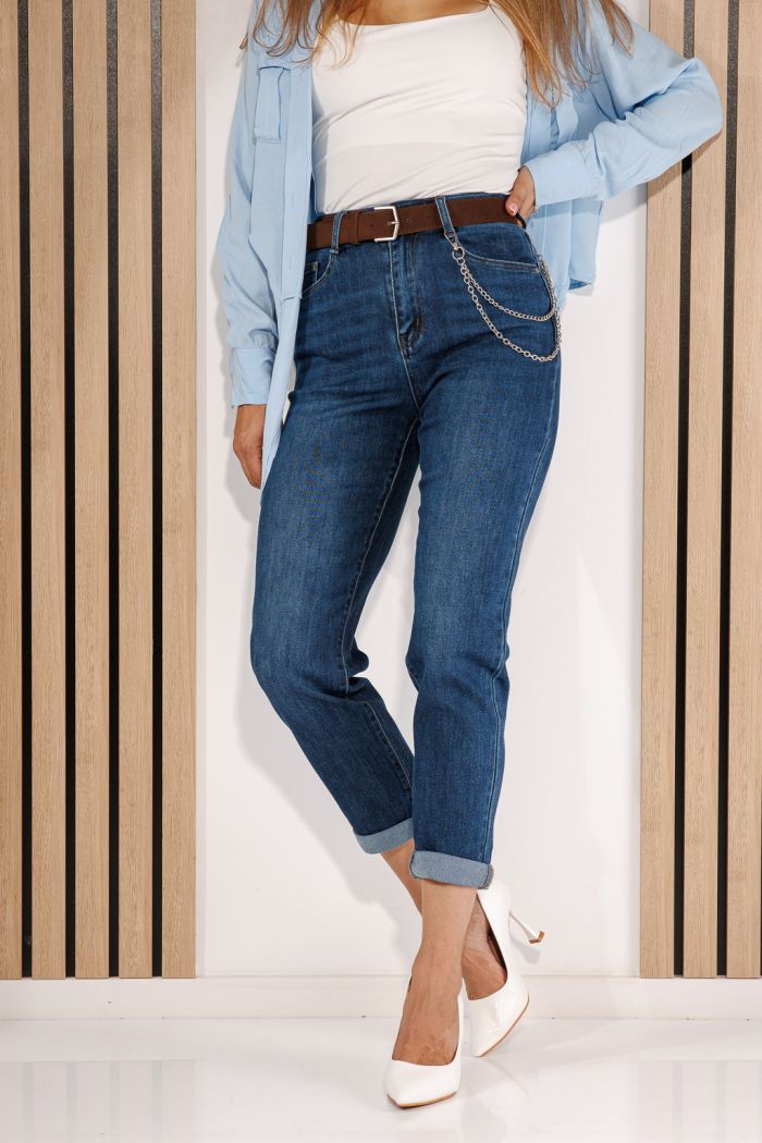 Női Mom Fit farmernadrágok Azura kék #A1443