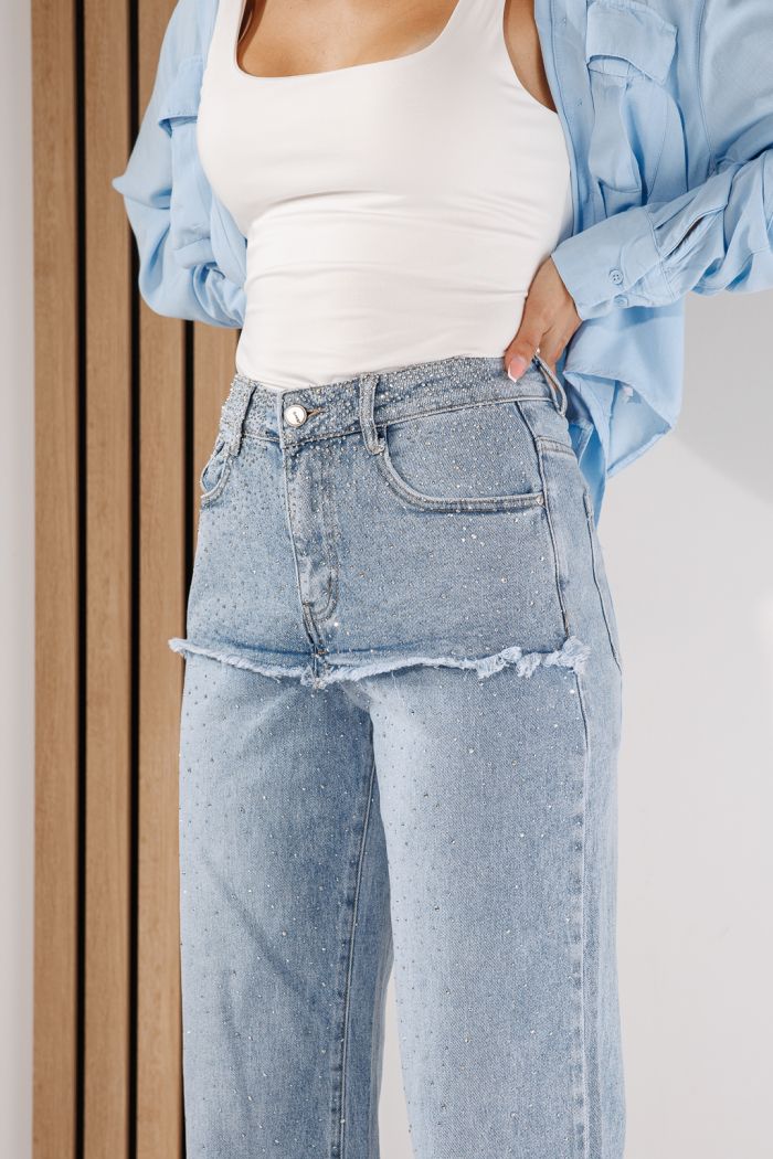 Női Wide Leg farmernadrágok Lilith kék #A1430