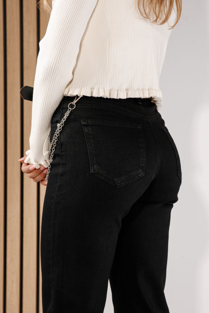 Női Mom Fit farmernadrágok Livia fekete #A1442
