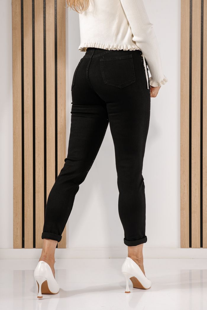 Női Mom Fit farmernadrágok Mariel fekete #A1427