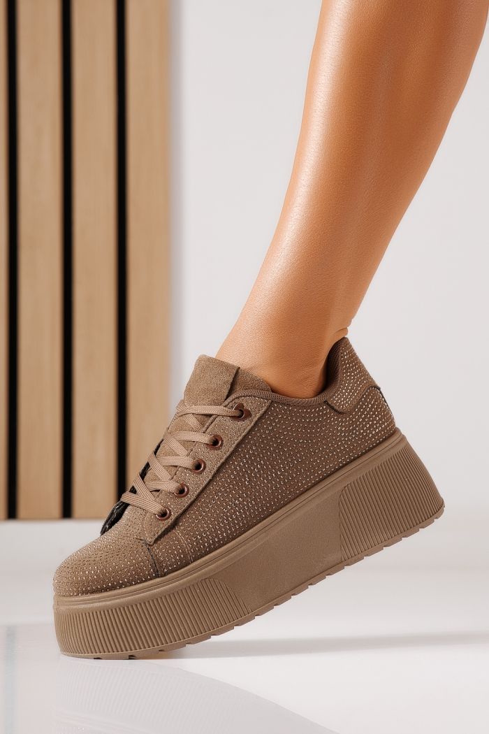 Női sportcipők khaki öko bőrből készült Luna #30101