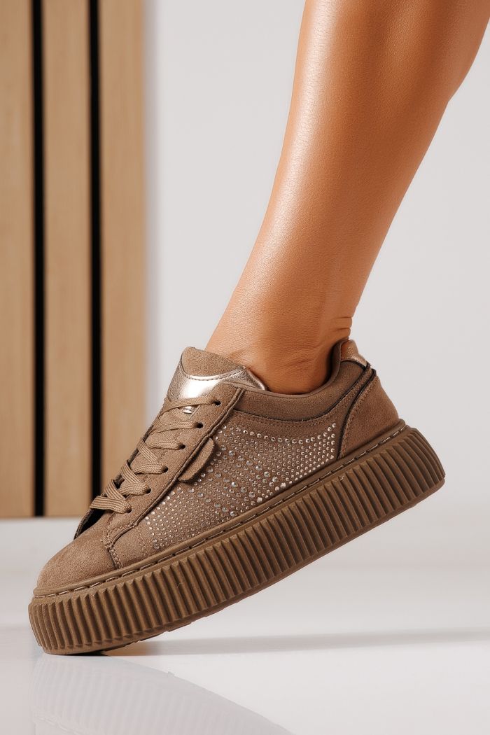 Női sportcipők khaki ökológiai velúr bőrből készült Iris #30109