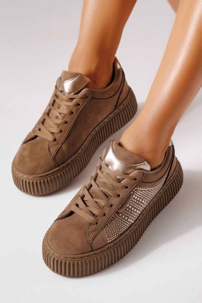 Női sportcipők khaki ökológiai velúr bőrből készült Iris #30109