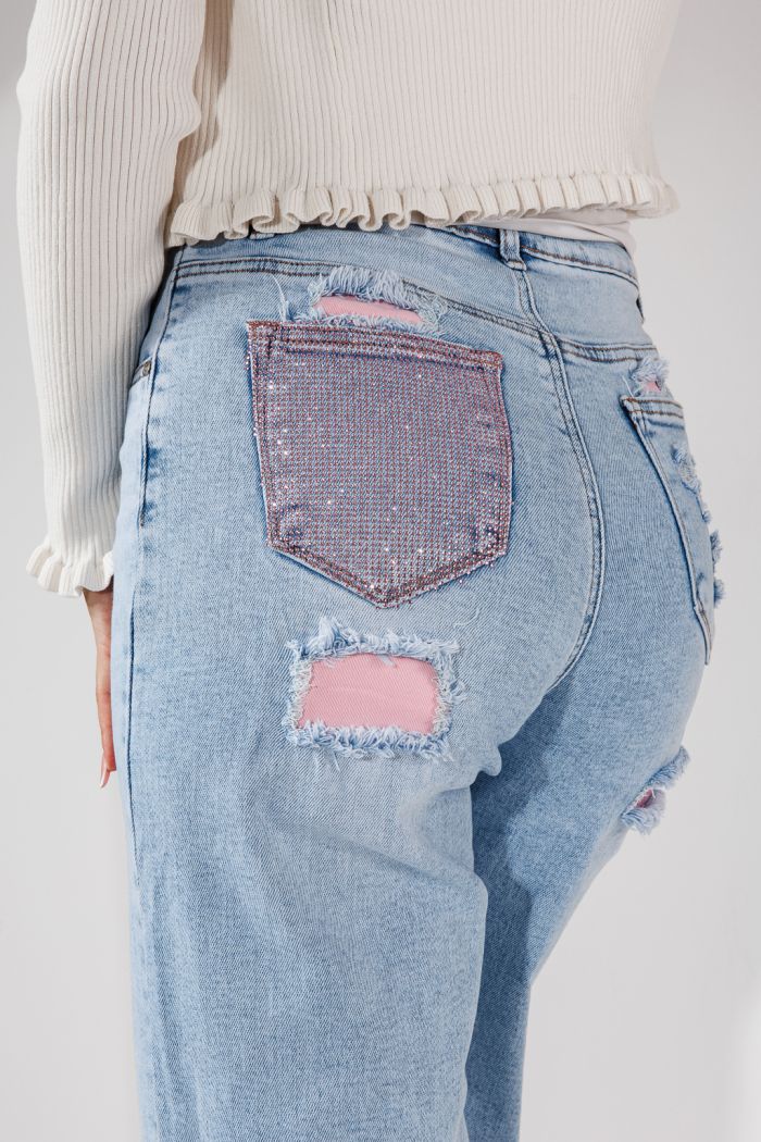 Női Wide Leg Farmernadrágok Talia Kék #A1454