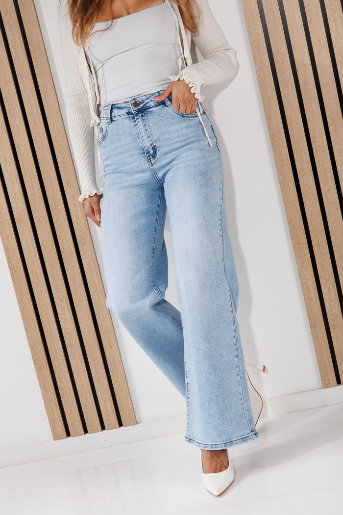 Női Wide Leg Farmernadrágok Talia Kék #A1454