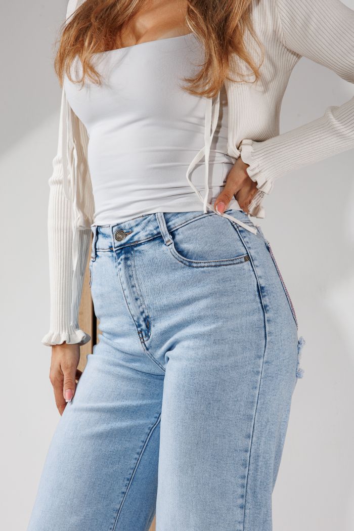 Női Wide Leg Farmernadrágok Talia Kék #A1454