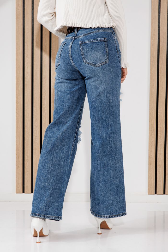 Női Wide Leg Fit Farmernadrágok Dana Kék #A1456