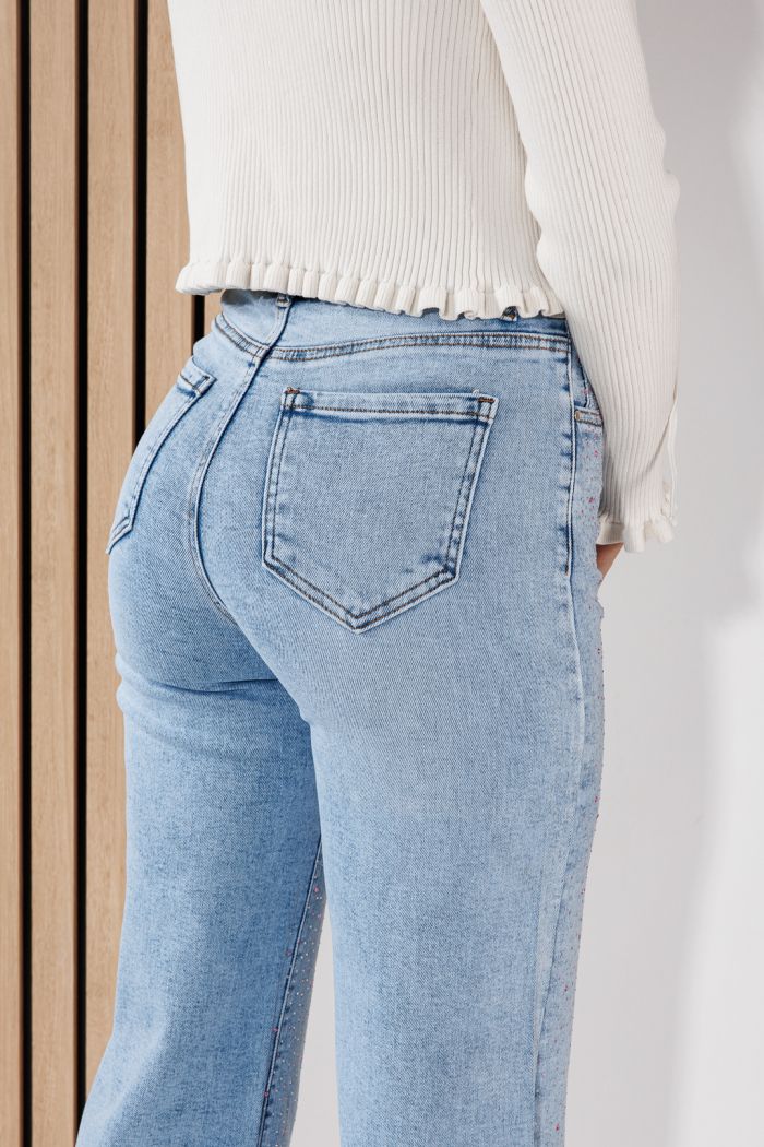 Női Wide Leg Fit Farmernadrágok Alma Kék #A1458