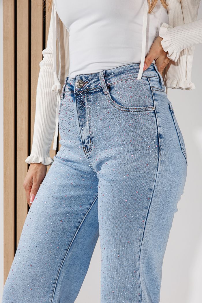 Női Wide Leg Fit Farmernadrágok Alma Kék #A1458