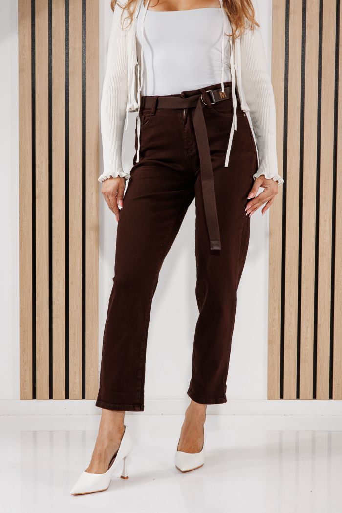 Női Baggy Fit Farmernadrágok Sarah Barna #A1463