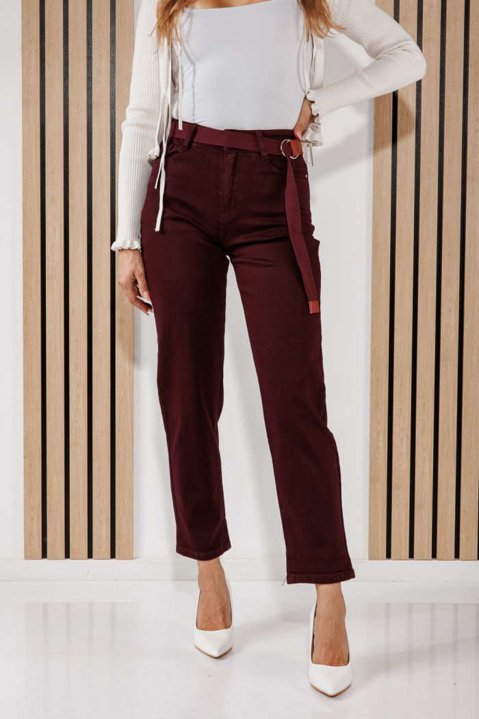 Női Baggy Fit Farmernadrágok Sarah Bordó #A1465