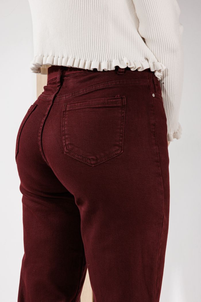 Női Baggy Fit Farmernadrágok Sarah Bordó #A1465