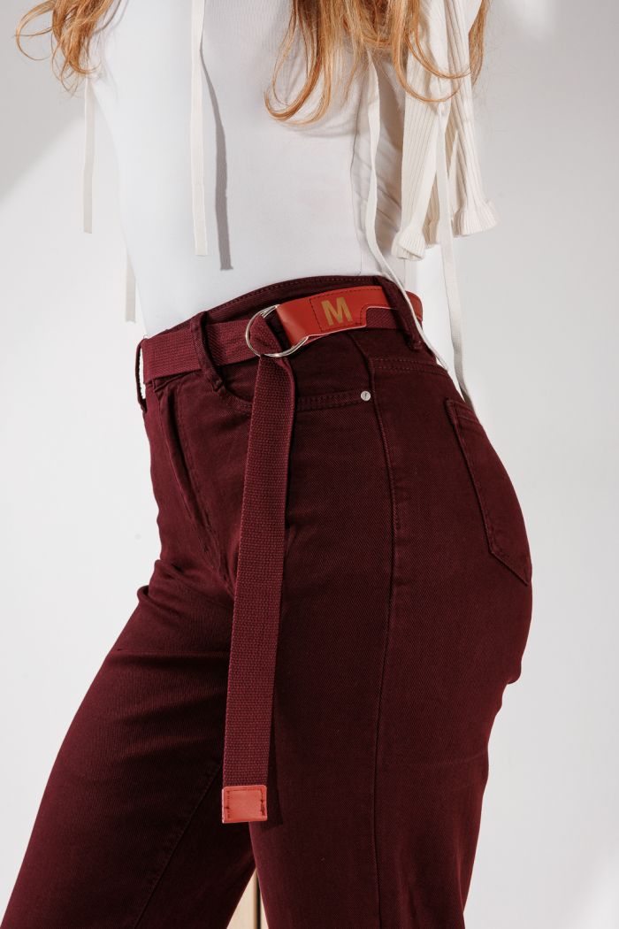 Női Baggy Fit Farmernadrágok Sarah Bordó #A1465