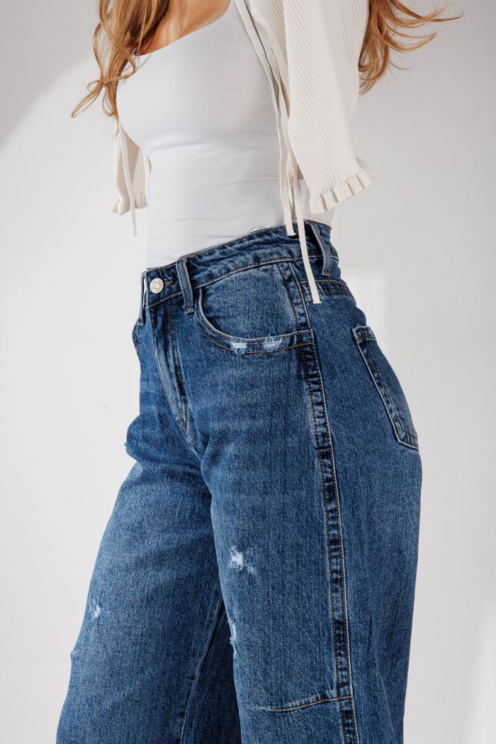 Női Loose Fit Farmernadrágok Noa Kék #A1450
