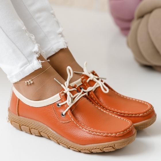 Természetes bőr cipő Narancssárga Paula #2097M