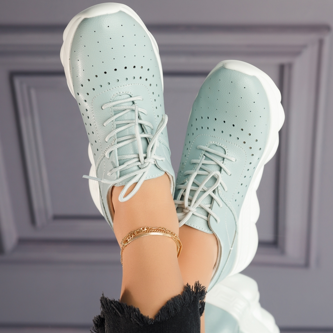 Természetes bőr cipő kék Jade #4254M