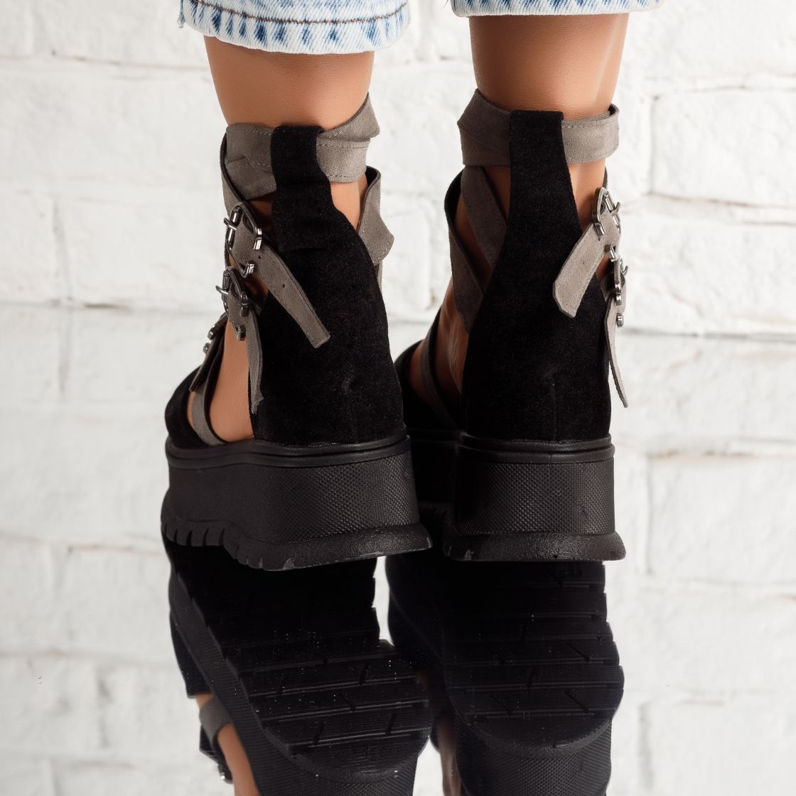 Alkalmi cipő fekete/szürke Luna #5076M