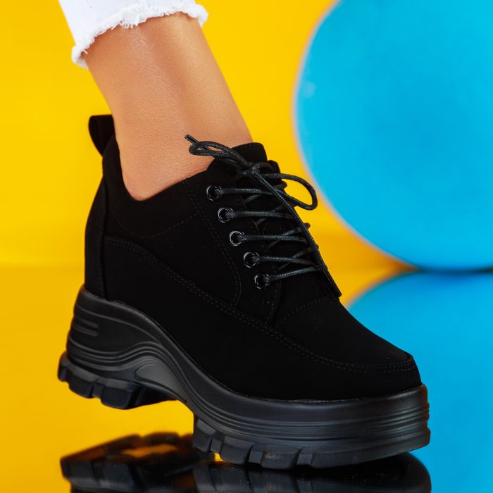 Serenity Női Fekete Sportcipő Platformmal #9512