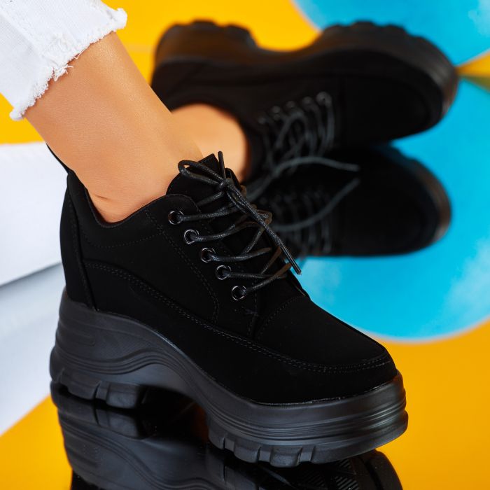Serenity Női Fekete Sportcipő Platformmal #9512
