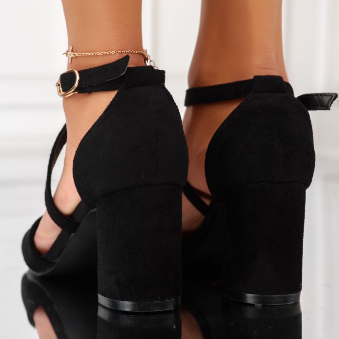 Дамски сандали на ток Salma Черен #10152