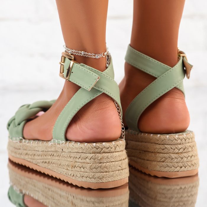  Дамски сандали с платформата Izabella зелено #10325