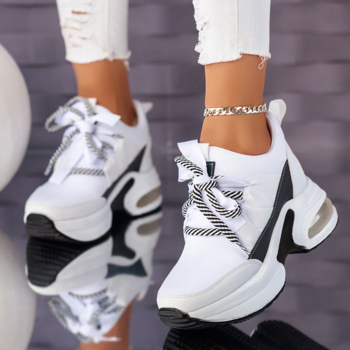 Дамски спортни обувки с платформа Joy Бяла #10477