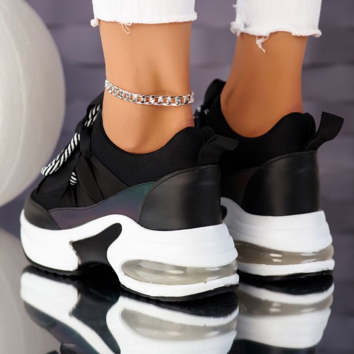Дамски спортни обувки с платформа Joy Черен #10475