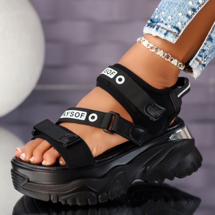 Дамски сандали на платформа Maggie Черен #10800