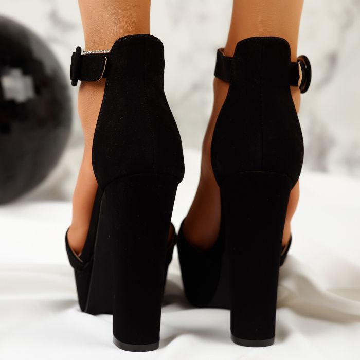 Дамски сандали с ток Angel черен #11002