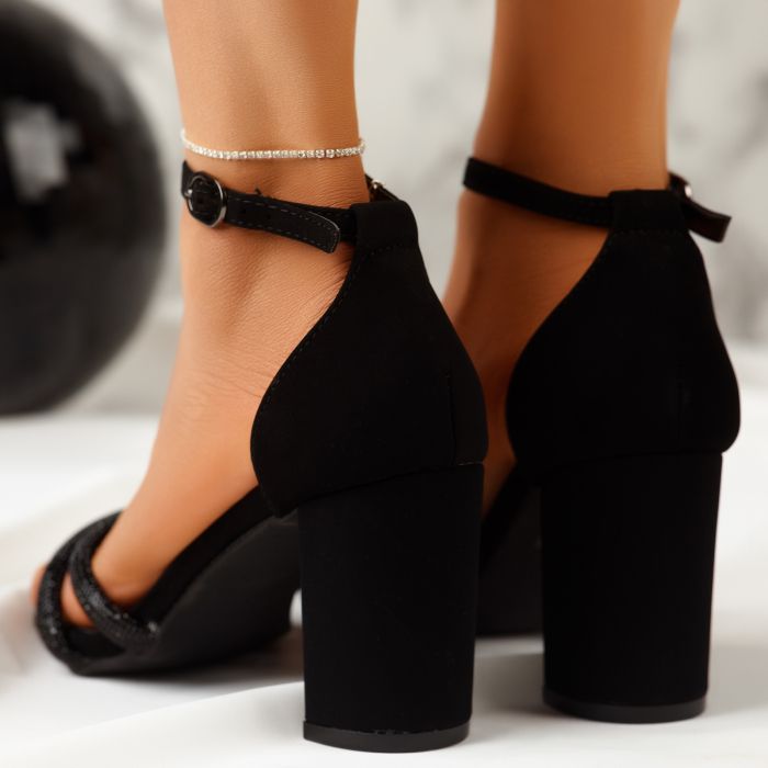 Дамски сандали с ток Mia черен #10992