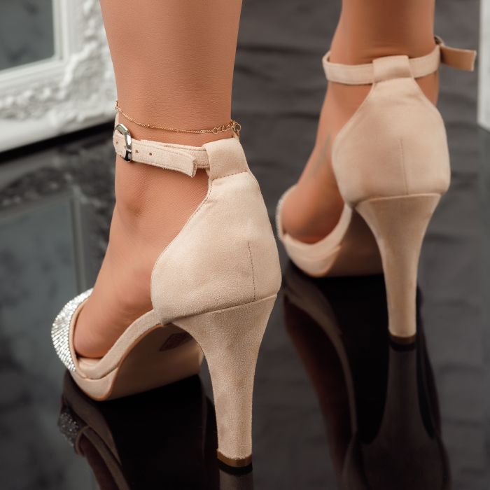 Дамски сандали с ток Brielle бежово #11152