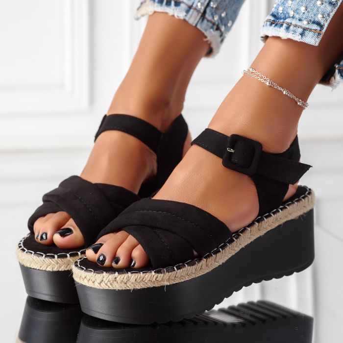 Дамски сандали на платформа Nadia Черен #11273