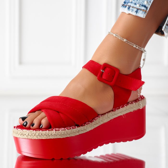 Дамски сандали на платформа Nadia домати #11276