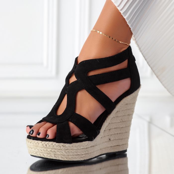 Sandale Dama cu Platforma Amber Negre #11312