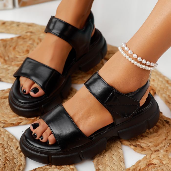 Дамски сандали на платформа Aviana Черен #11533