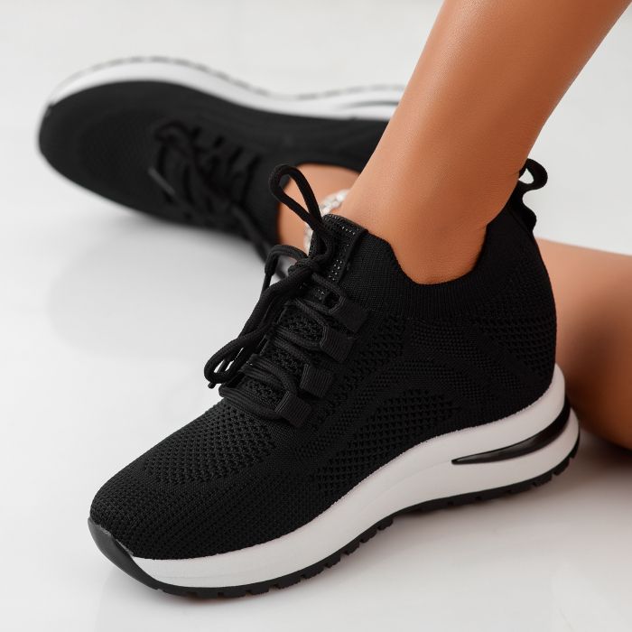 Alessia Női Fekete Sportcipő Platformmal #11642