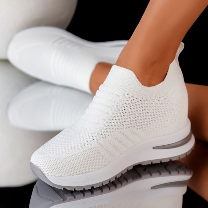 Дамски спортни обувки cu Platforma Love Бяла #11645