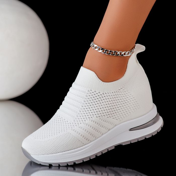 Дамски спортни обувки cu Platforma Love Бяла #11645