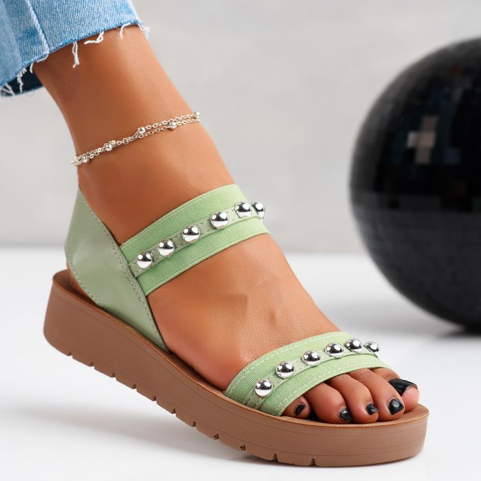 Дамски сандали на платформа Bruma зелено #11735