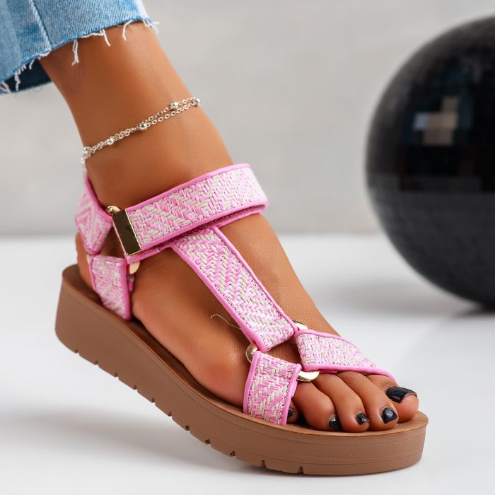 Дамски сандали на платформа Whitney розово #11746