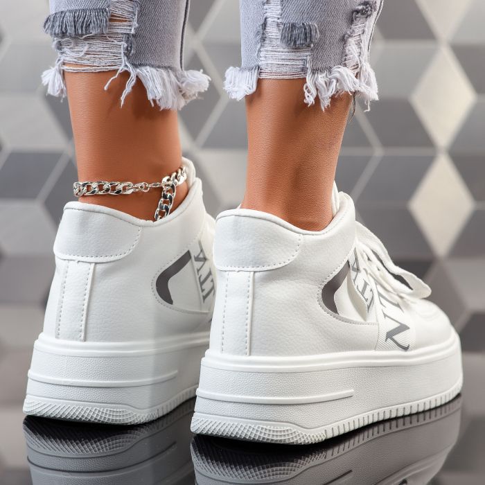 Дамски спортни обувки Hanna Бяло/Сребро #12046