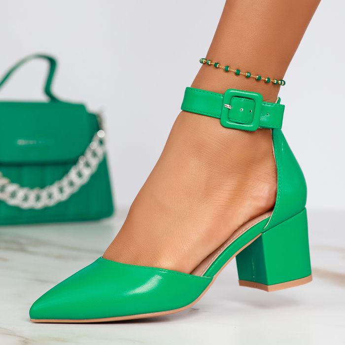 Дамски обувки с ток Luna зелено #12414