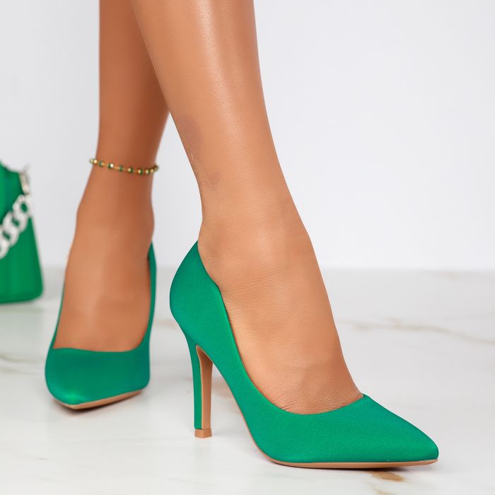 Дамски обувки с ток Lane зелено #12366