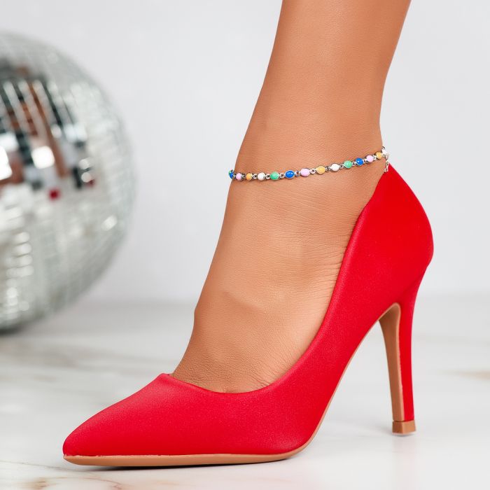 Дамски обувки с ток Lane червен #12365