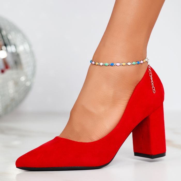 Дамски обувки с ток Daria червен #12361