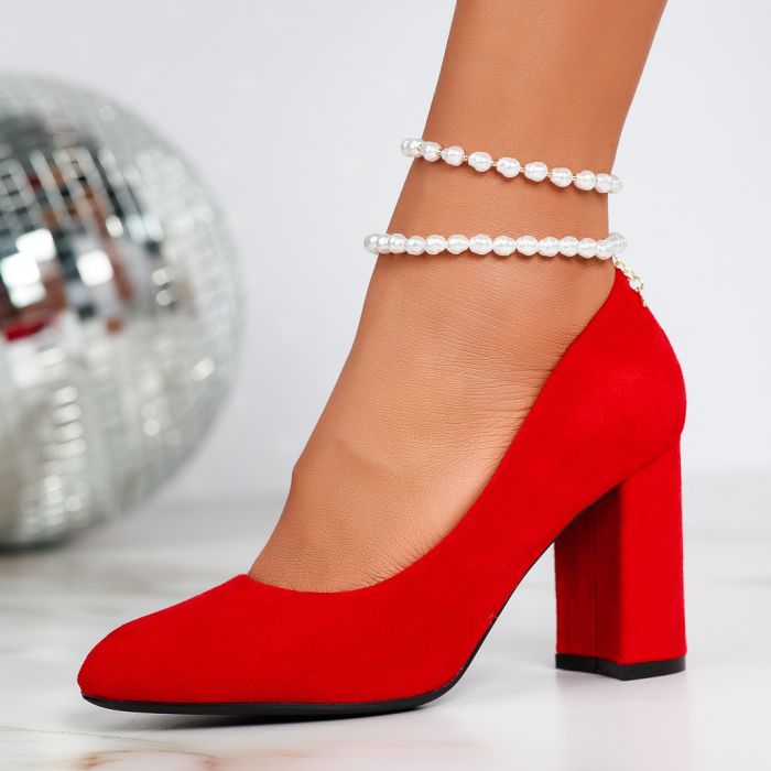 Дамски обувки с ток Andrew червен #12405