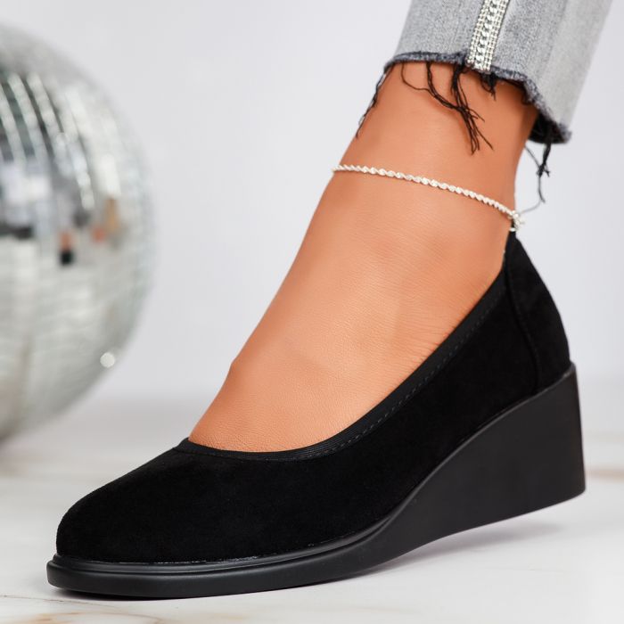 Ежедневни дамски обувки с платформа Rhodos Черно2 #12339