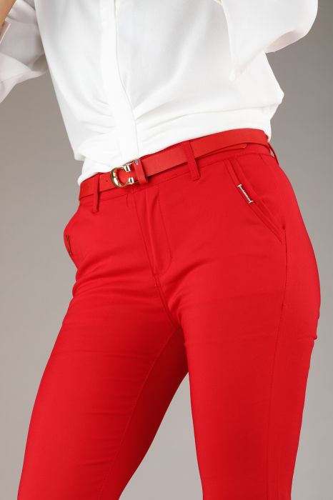 Дамски ежедневен панталон Chris червен #A285