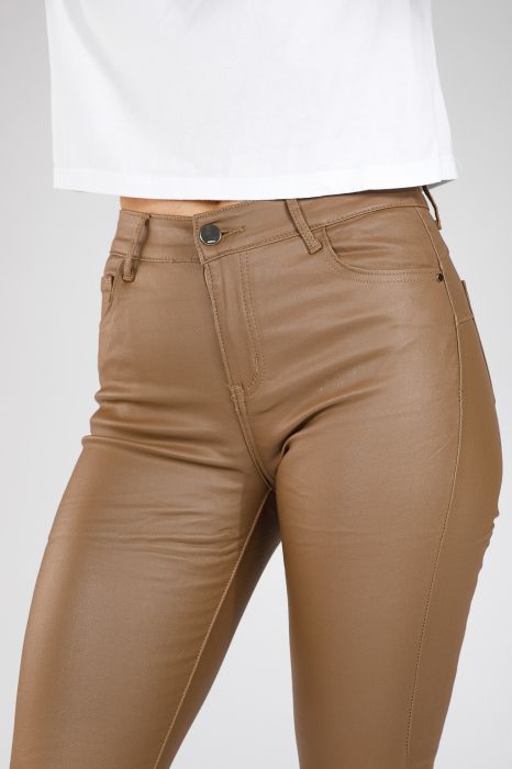 Дамски восъчен панталон, ватиран с кафява подплата #A293