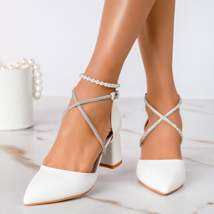 Дамски обувки с ток Luana бялоi #13336